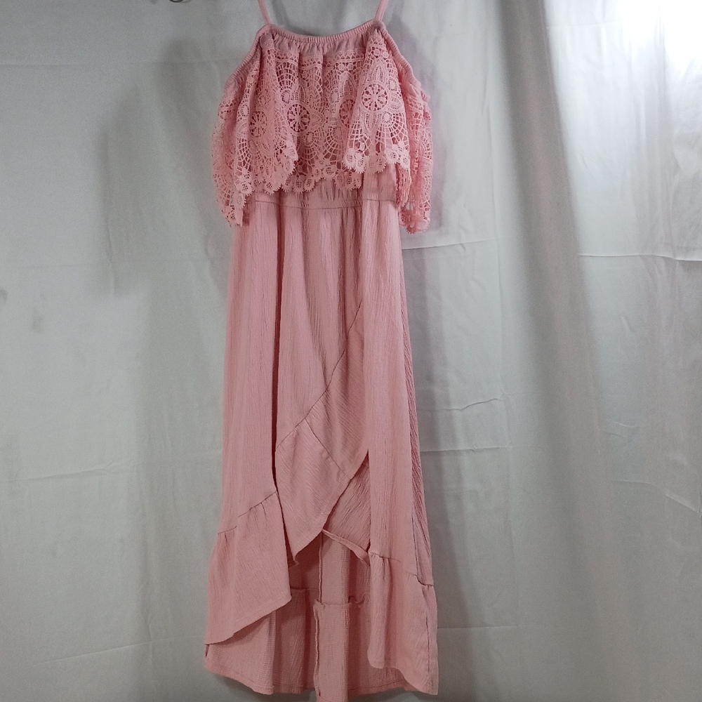 No Boundaries,   Pink Lace Overlay Kids Dress